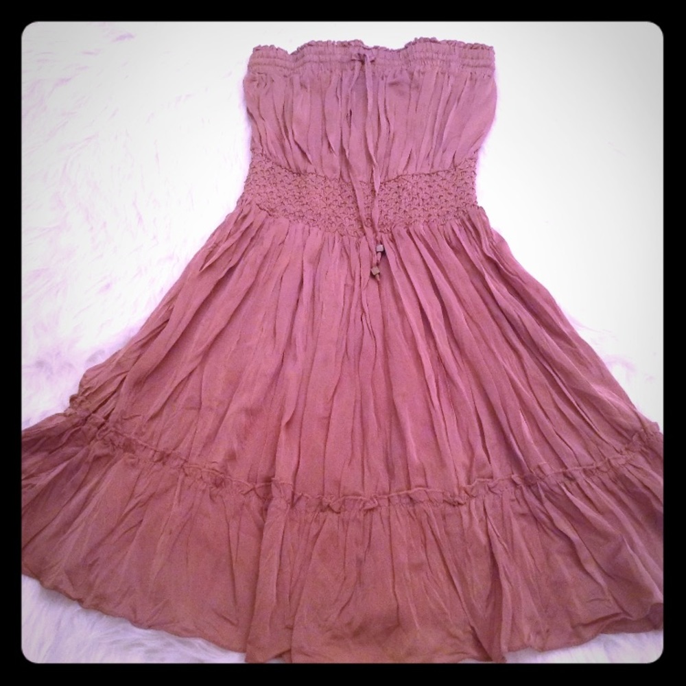 Double Zero Womens Dress Size S Strapless Pleated Sheer (BL)‎